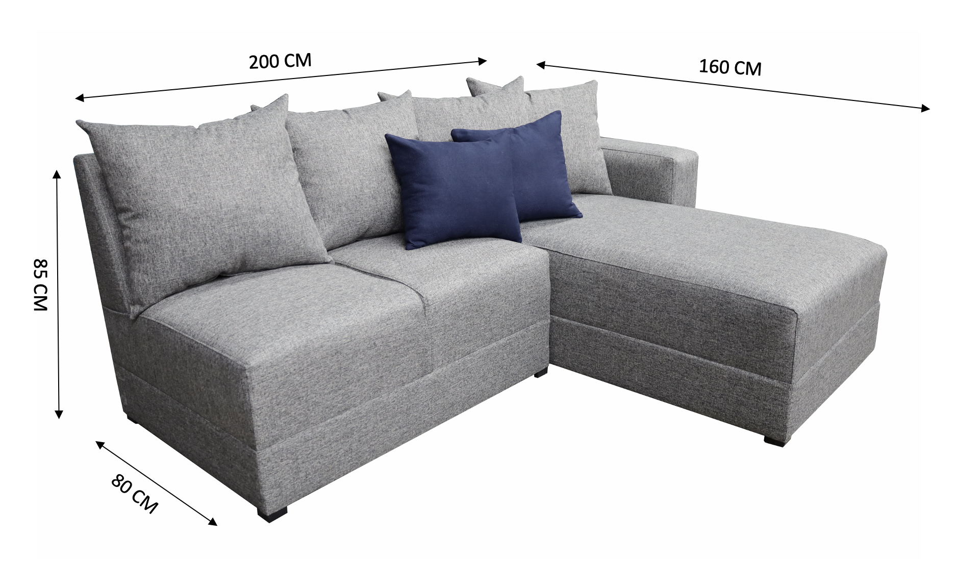 Sala Esquinera Orlando Gris Plata - 200 x 160 cm, El Bazar Store