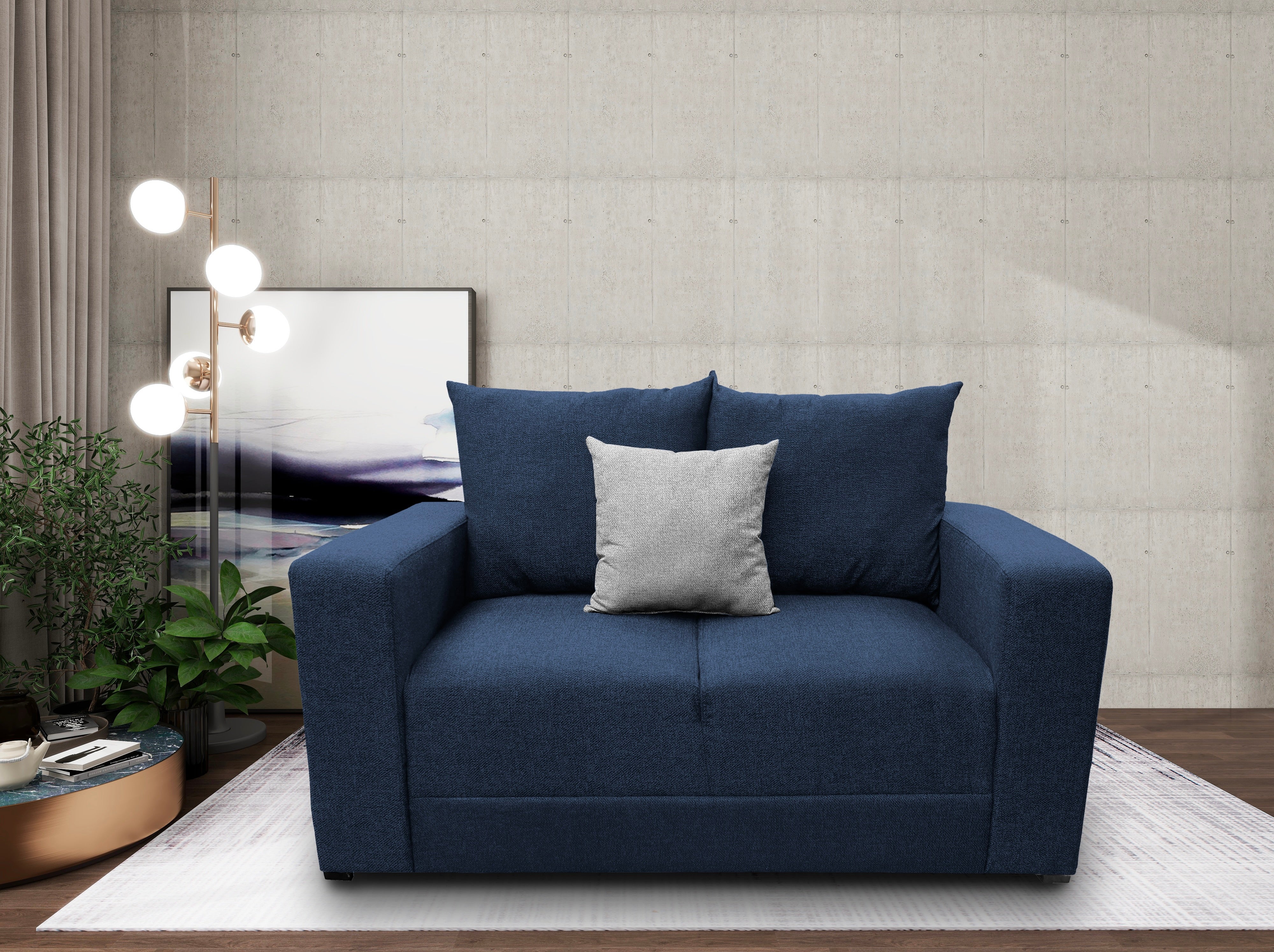 Sala Modular 3-2-1 El Bazar Store Miami Azul marino, Sofa, Love seat y sillon