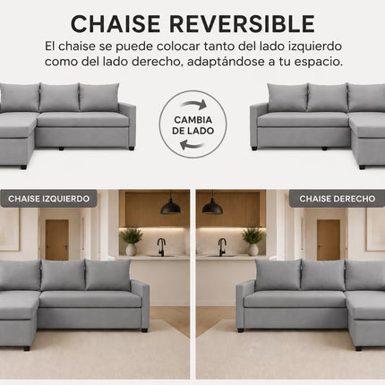 Sala Esquinera Modular El Bazar Store Vancouver 175x130 cm Sofa Lado derecho ó izquierdo Económica, Tela Lino