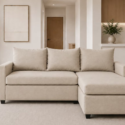 Sala Esquinera Modular El Bazar Store Vancouver 175x130 cm Sofa Lado derecho ó izquierdo Económica, Tela Lino