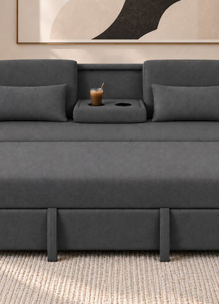 Sofá Cama El Bazar Store Luciana Lino Cama Extensible Respaldo Abatible Portavasos