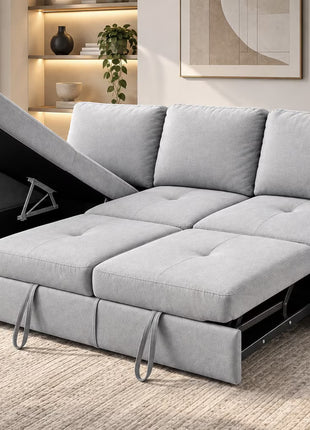 Sala Esquinera Sofá cama El Bazar Store Romance Lino Extensible con Baúl