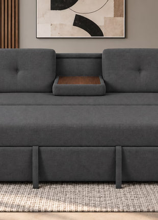 Sofá Cama El Bazar Store Grace Lino Cama Extensible Respaldo Abatible Portavasos en Brazos