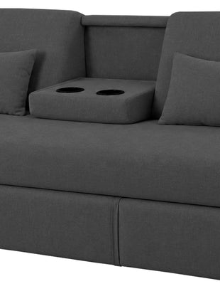 Sofá Cama El Bazar Store Luciana Lino Cama Extensible Respaldo Abatible Portavasos