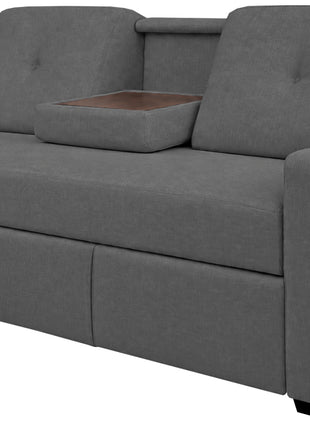 Sofá Cama El Bazar Store Grace Lino Cama Extensible Respaldo Abatible Portavasos en Brazos
