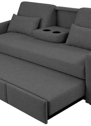 Sofá Cama El Bazar Store Luciana Lino Cama Extensible Respaldo Abatible Portavasos