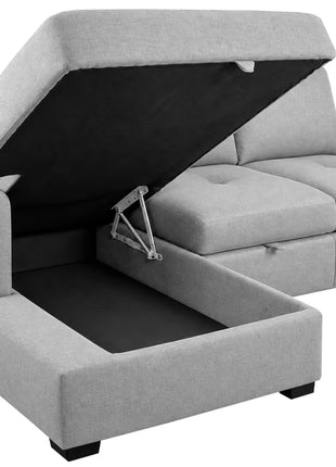 Sala Esquinera Sofá cama El Bazar Store Romance Lino Extensible con Baúl