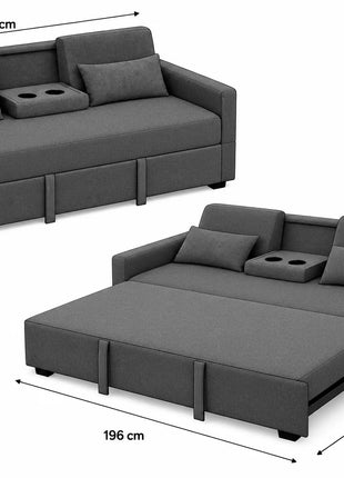 Sofá Cama El Bazar Store Luciana Lino Cama Extensible Respaldo Abatible Portavasos