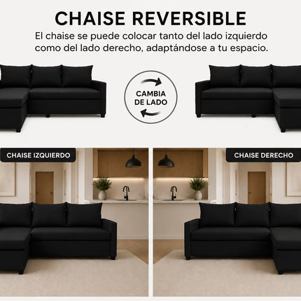 Sala Esquinera Modular El Bazar Store Vancouver 175x130 cm Sofa Lado derecho ó izquierdo Económica, Tela Lino