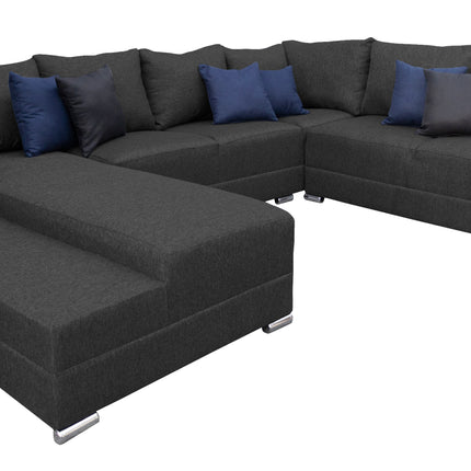 Sala Corbel - Esquinera en "U" Gris Oxford, 200x315x255 cm, 4 salas en 1, El Bazar Store