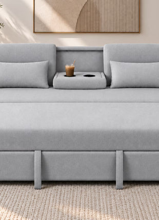 Sofá Cama El Bazar Store Luciana Lino Cama Extensible Respaldo Abatible Portavasos