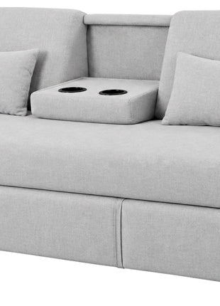 Sofá Cama El Bazar Store Luciana Lino Cama Extensible Respaldo Abatible Portavasos
