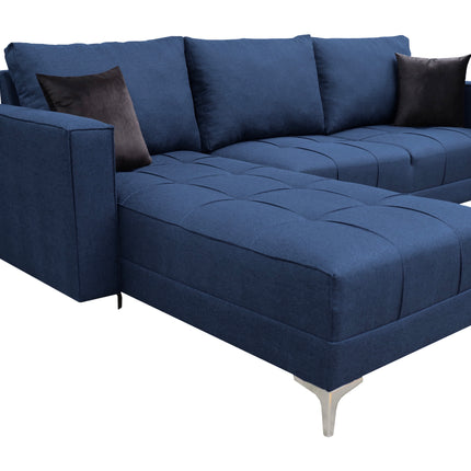 Sala Esquinera El Bazar Store Interlaken Azul Marino 280X180 cm, Tela Lino nacional, Modular