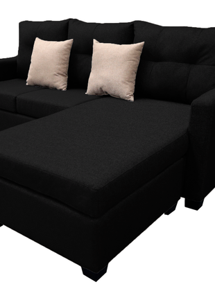 Sala Esquinera El Bazar Store Hermes Negro 225x165 cm, Lado Izquierdo y derecho, Lino nacional