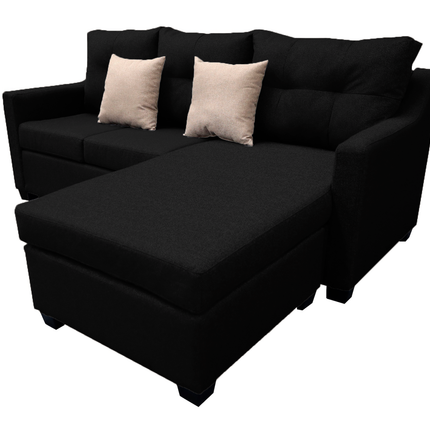 Sala Esquinera El Bazar Store Hermes Negro 225x165 cm, Lado Izquierdo y derecho, Lino nacional