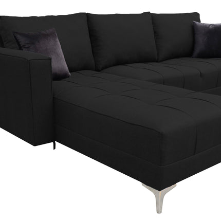Sala Esquinera El Bazar Store Interlaken Negro 280X180 cm, Tela Lino nacional, Modular