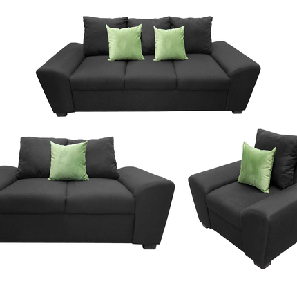 Sala Modular 3-2-1 El Bazar Store Islandia Gris Oxford, Sofa, Love seat y sillon