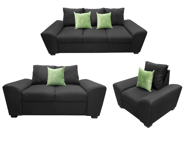 Sala Modular 3-2-1 El Bazar Store Islandia Gris Oxford, Sofa, Love seat y sillon