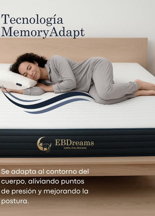 Colchón EBDreams Zamba Medio Firme Blanco 4 tecnologías AirFoam Hecho en México El Bazar Store