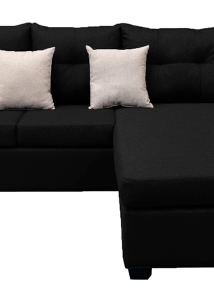 Sala Esquinera El Bazar Store Hermes Negro 225x165 cm, Lado Izquierdo y derecho, Lino nacional