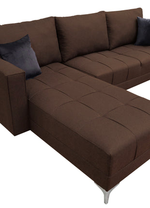 Sala Esquinera El Bazar Store Interlaken Chocolate 280X180 cm, Tela Lino nacional, Modular