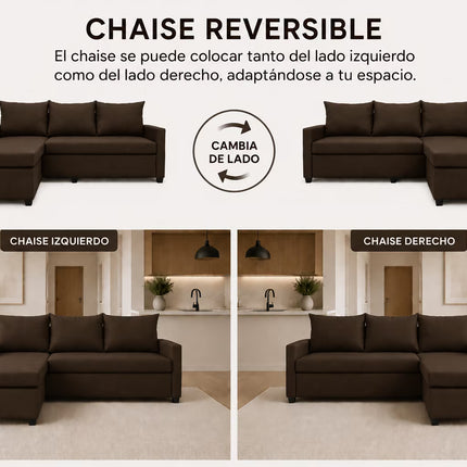 Sala Esquinera Modular El Bazar Store Vancouver 175x130 cm Sofa Lado derecho ó izquierdo Económica, Tela Lino