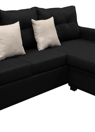 Sala Esquinera El Bazar Store Hermes Negro 225x165 cm, Lado Izquierdo y derecho, Lino nacional