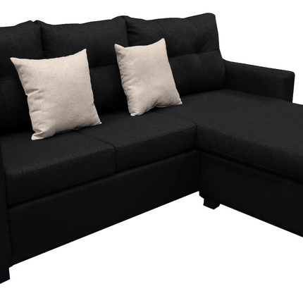 Sala Esquinera El Bazar Store Hermes Negro 225x165 cm, Lado Izquierdo y derecho, Lino nacional