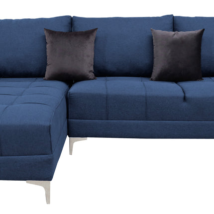 Sala Esquinera El Bazar Store Interlaken Azul Marino 280X180 cm, Tela Lino nacional, Modular