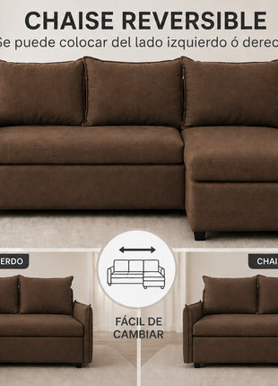 Sala Esquinera Modular El Bazar Store Nara Lino 175x130 cm Lado Izquierdo ó Derecho