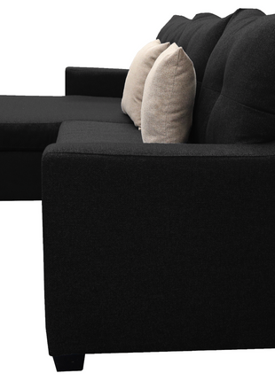 Sala Esquinera El Bazar Store Hermes Negro 225x165 cm, Lado Izquierdo y derecho, Lino nacional