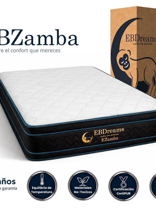 Colchón EBDreams Zamba Medio Firme Blanco 4 tecnologías AirFoam Hecho en México El Bazar Store