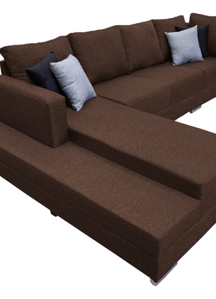 Sala esquinera El Bazar Store Aquiles Chocolate 315x200 cm, Lino nacional, Modular