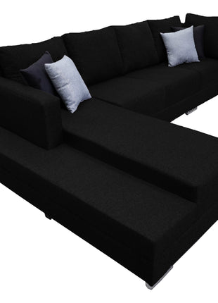 Sala esquinera El Bazar Store Aquiles Negro 315x200 cm, Lino nacional, Modular