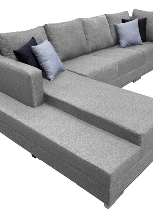 Sala esquinera El Bazar Store Aquiles Gris Plata 315x200 cm, Lino nacional, Modular