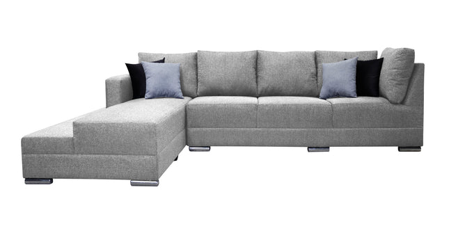 Sala esquinera El Bazar Store Aquiles Gris Plata 315x200 cm, Lino nacional, Modular