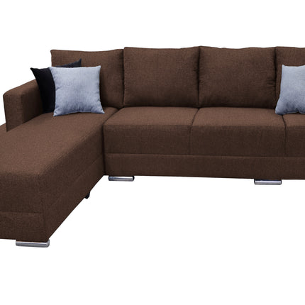 Sala esquinera El Bazar Store Aquiles Chocolate 315x200 cm, Lino nacional, Modular
