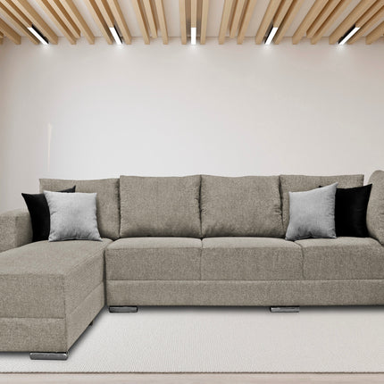 Sala esquinera El Bazar Store Aquiles Beige 315x200 cm, Lino nacional, Modular