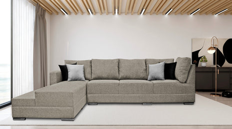 Sala esquinera El Bazar Store Aquiles Beige 315x200 cm, Lino nacional, Modular