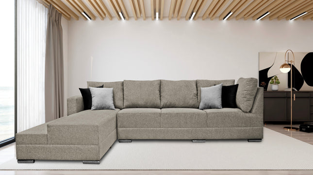 Sala esquinera El Bazar Store Aquiles Beige 315x200 cm, Lino nacional, Modular