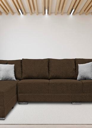 Sala esquinera El Bazar Store Aquiles Chocolate 315x200 cm, Lino nacional, Modular