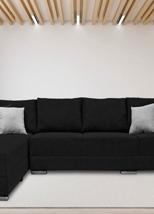 Sala esquinera El Bazar Store Aquiles Negro 315x200 cm, Lino nacional, Modular