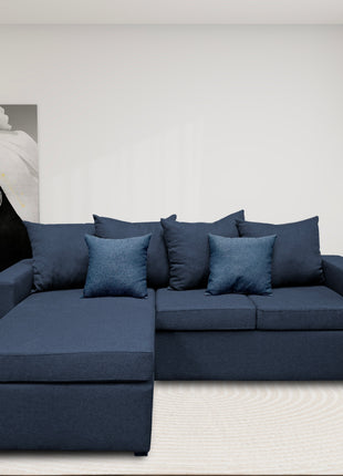 Sala Esquinera El Bazar Store Ares Azul marino, 215x165 cm, Lado derecho e Izquierdo, Lino nacional