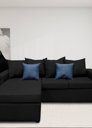 Sala Esquinera El Bazar Store Ares Negro 215x165 cm Lado derecho e Izquierdo Lino nacional Modular