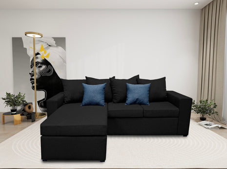 Sala Esquinera El Bazar Store Ares Negro 215x165 cm Lado derecho e Izquierdo Lino nacional Modular