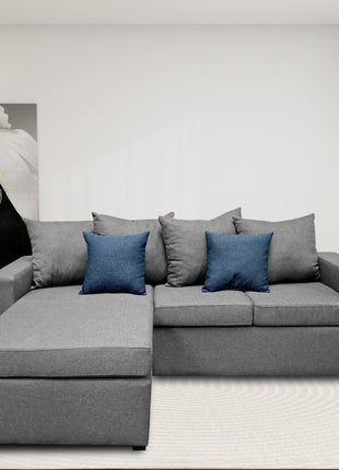 Sala Esquinera El Bazar Store Ares Gris Plata, 215x165 cm, Lado derecho e Izquierdo, Lino nacional, Modular