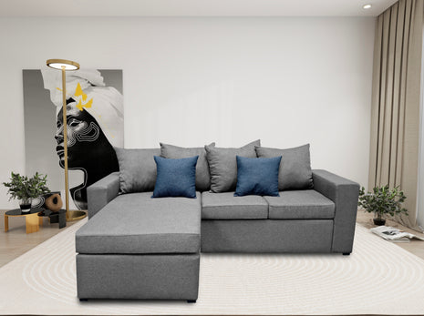 Sala Esquinera El Bazar Store Ares Gris Plata, 215x165 cm, Lado derecho e Izquierdo, Lino nacional, Modular