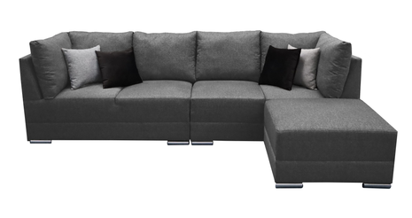 Sala Esquinera Modular El Bazar Store Artemis Gris Oxford 230x300 cm, Derecha ó Izquierda, Tela Lino nacional