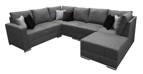 Sala Esquinera Modular El Bazar Store Artemis Gris Oxford 230x300 cm, Derecha ó Izquierda, Tela Lino nacional