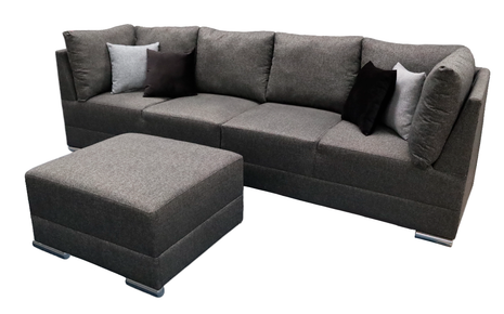 Sala Esquinera El Bazar Store Hades Gris Oxford 300x85 cm, Tela Lino nacional, Modular, Lado derecho ó izquierdo